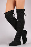 Suede Back Lace-Up Over-The-Knee Flat Boots