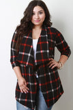 Plaid Knit Open Front Cardigan