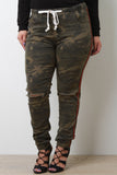 Striped Side Camouflage Drawstring Jogger Pants