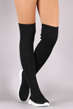Bamboo Stretched Knit Over-The-Knee Sneaker Boots