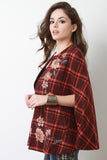 Embroidered Floral Plaid Cape