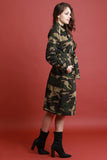 Camouflage Waist Sash Trench Coat