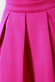 Stretch Knit Pleated A-Line Midi Dress
