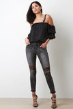 Faded Distressed Mid Rise Skinny Jeans