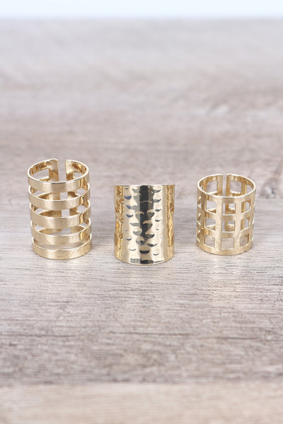 Textured Caged Rings Set