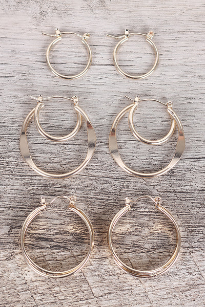 Twisted Hoop Earrings Set