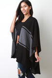 Color Block Open Front Poncho Cardigan