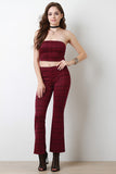 Plaid Tube Top With Flared Pants Set