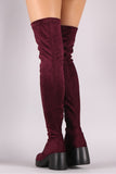 Stretch Suede Almond Toe Thigh High Boots
