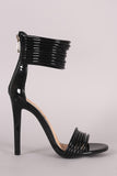 Liliana Patent Open Toe Strappy Ankle Cuff Stiletto Heel