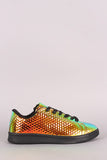 Liliana Textured Holographic Patent Lace Up Sneakers