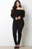 Ruched Off-The-Shoulder Foldover Sweater Top