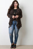 Leopard Contrast Elbow Patch Open Front Cardigan
