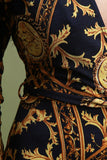Baroque Printed Deep V-Neck Waist Sash Jumpsuit