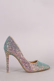 Anne Michelle Encrusted Iridescent Glitter Stiletto Pump