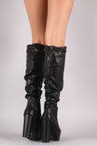 Bamboo Slouchy Platform Cylindrical Heeled Boots