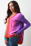 Colorful Vertical Stripe High Low Sweater Top