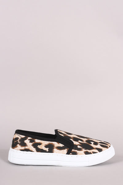 Qupid Leopard Canvas Slip-On Sneaker