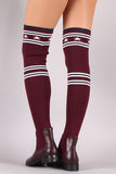 Stars And Stripes Ribbed Knit Over-The-Knee Riding Boots
