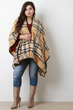 Plaid Pattern Open Front Poncho