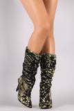 Liliana Sequin Embellished Slouchy Pointy Toe Stiletto Boots