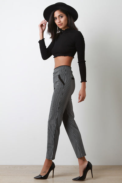 Tailored Pinstriped High Rise Pants