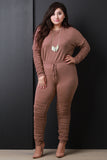Ruched Sleeves Sweatshirt With Jogger Pants Set