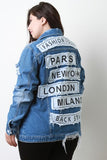 Fashion Tour City Patch Distressed Denim Jacket