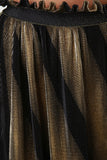 Metallic Accordion-Pleated Striped Maxi Skirt