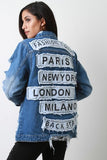 Fashion Tour City Patch Button-Up Denim Jacket