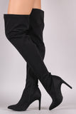 Pointy Toe Stiletto Over-The-Knee Nylon Boots