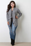 Draped Melange Knit Quilted Elbow Patch Cardigan