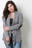 Draped Melange Knit Quilted Elbow Patch Cardigan