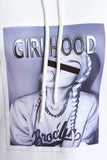 Girlhood Screen Print Side Snap Buttons Hoodie Dress