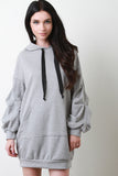 Ruched Statement Sleeve Oversized Hoodie Dress