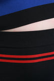 Multi-Color Stripe Long Sleeve Crop Top and Skirt Set