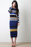 Striped Knit Long Sleeve Top and Pencil Skirt Set