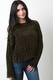 Long Sleeves Chenille Knit Sweater