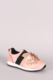 Qupid Floral Applique Slip-On Sneaker