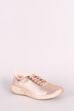Qupid Textured Metallic Lace Up Sneakers