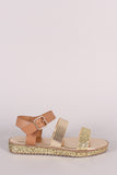 Bamboo Glitter Encrusted Double Strap Flatform Sandal