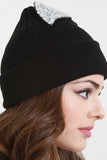 Faux Crystal Embellished Cat Ears Beanie