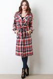 Plaid Double Breasted Trench Coat