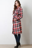Plaid Double Breasted Trench Coat