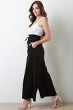 Ribbed Knit Twofer Palazzo Jumpsuit