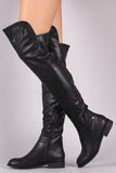 Wild Diva Lounge Studded High-Low Over-The-Knee Riding Boots