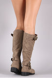 Qupid Triple Buckled Strap Riding Knee High Boots