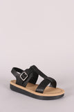 Bamboo Open Toe T-Strap Flatform Sandal