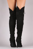 Liliana Suede Pointy Toe Lace-Up Stiletto Over-The-Knee Boots