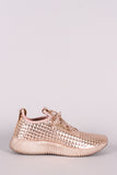 Liliana Textured Metallic Holographic Lace Up Rigged Sneaker